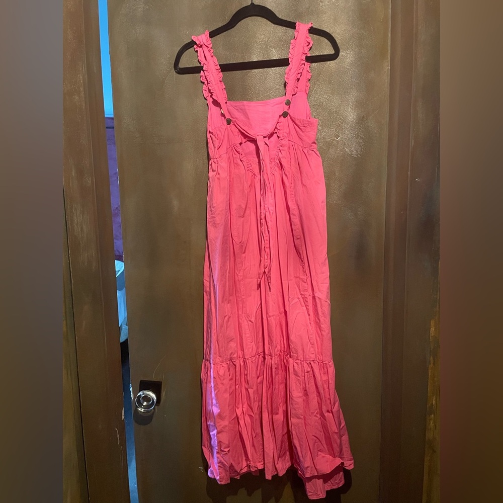 Pink Ruffled Women's Dress with semi open back - Picture 6 of 7